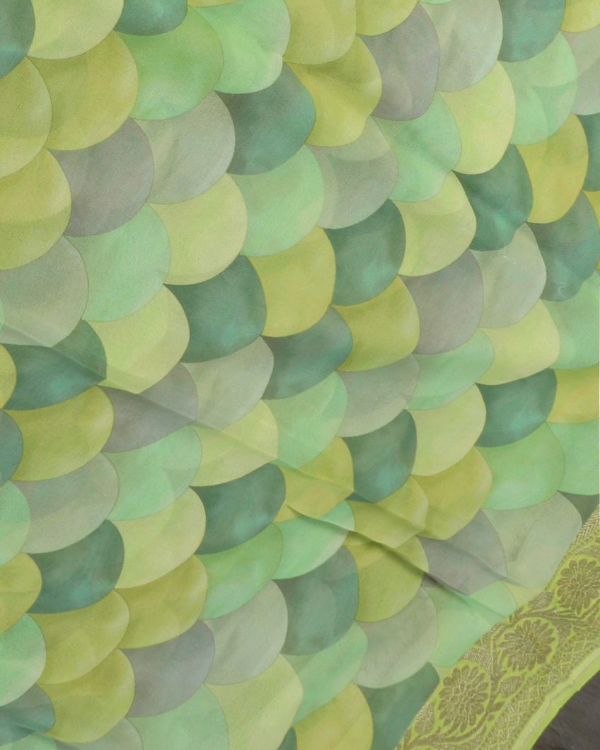 Green Banaras Georgette Silk Saree T4400574