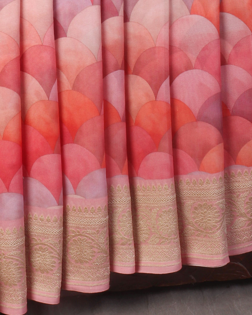 Pink Banaras Georgette Silk Saree T4400592