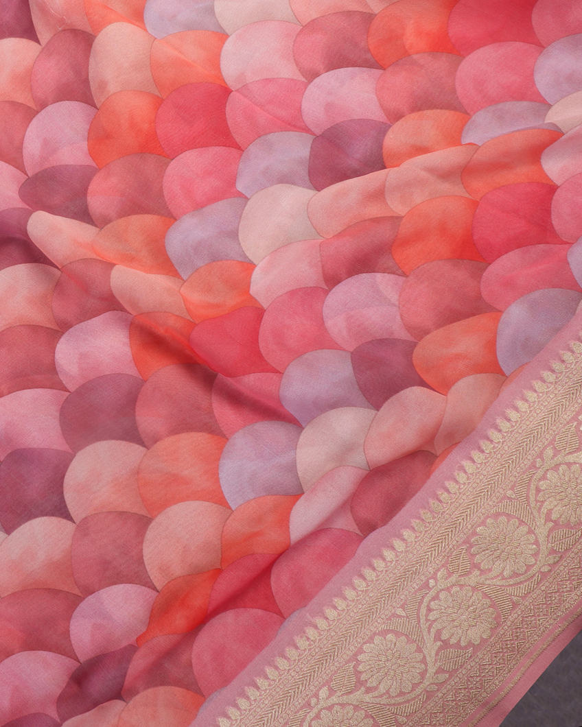 Pink Banaras Georgette Silk Saree T4400594