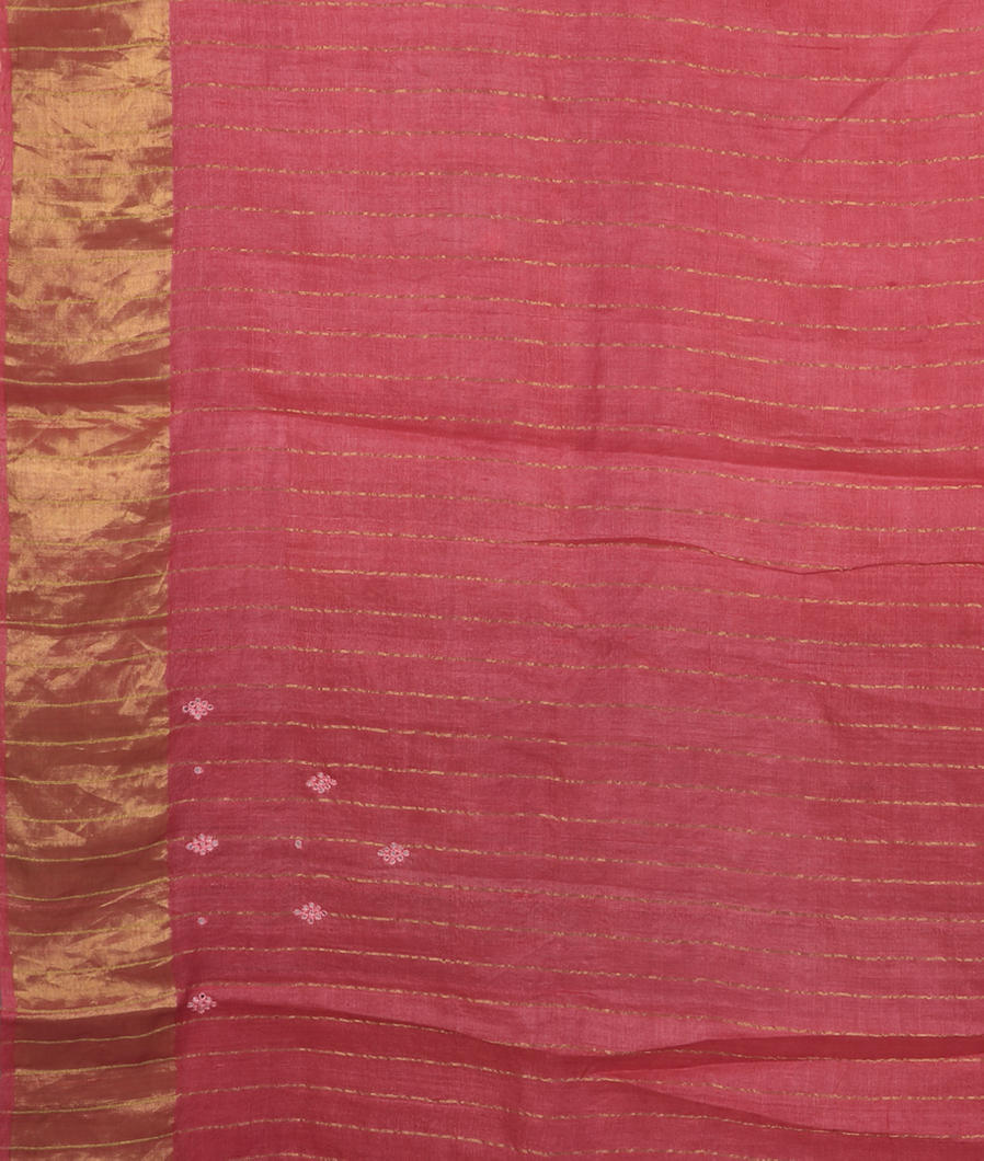 Pink Tussar Embroidery Saree T4260183