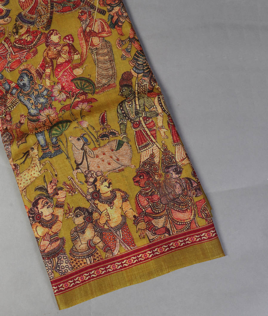 Green Tussar Printed Saree T432091-image