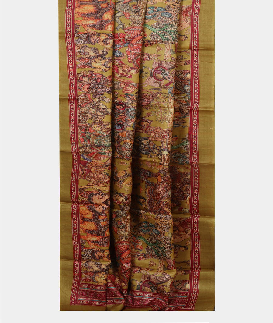 Green Tussar Printed Saree T4320912