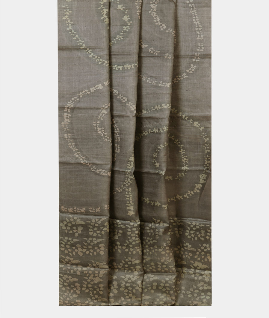 Grey Tussar Printed Saree T3949542