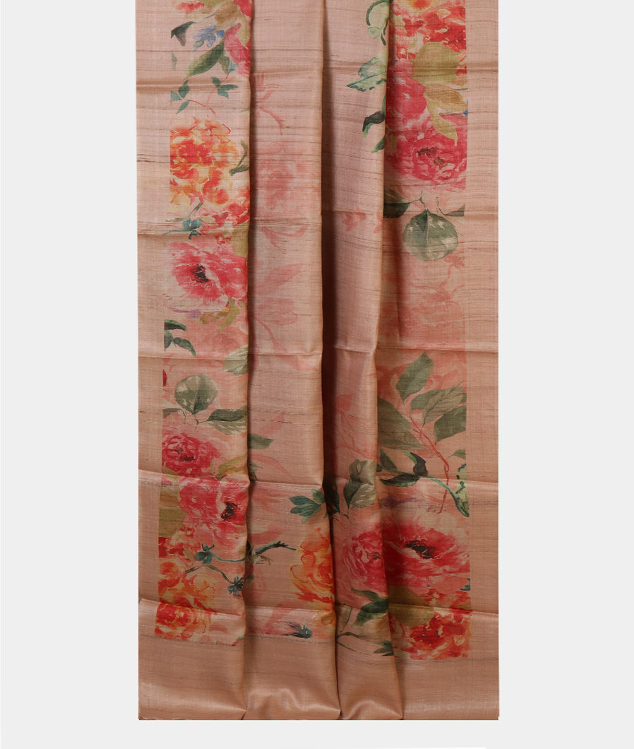 Pink Tussar Printed Saree T4303482