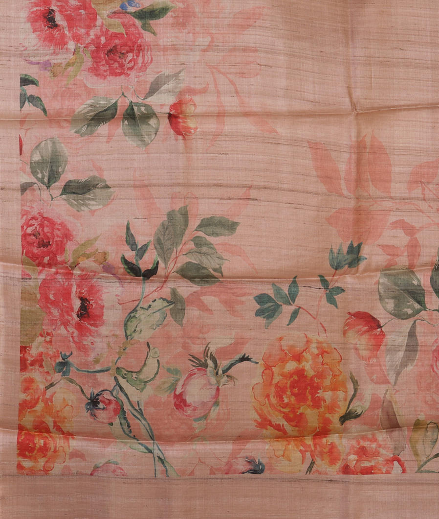 Pink Tussar Printed Saree T4303484