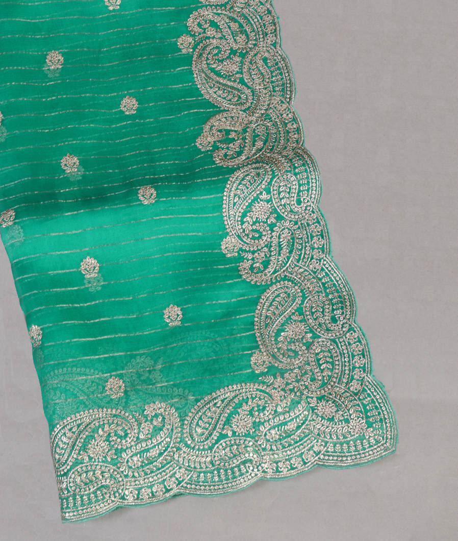 Green Kora Organza Embroidery Saree T432766-image