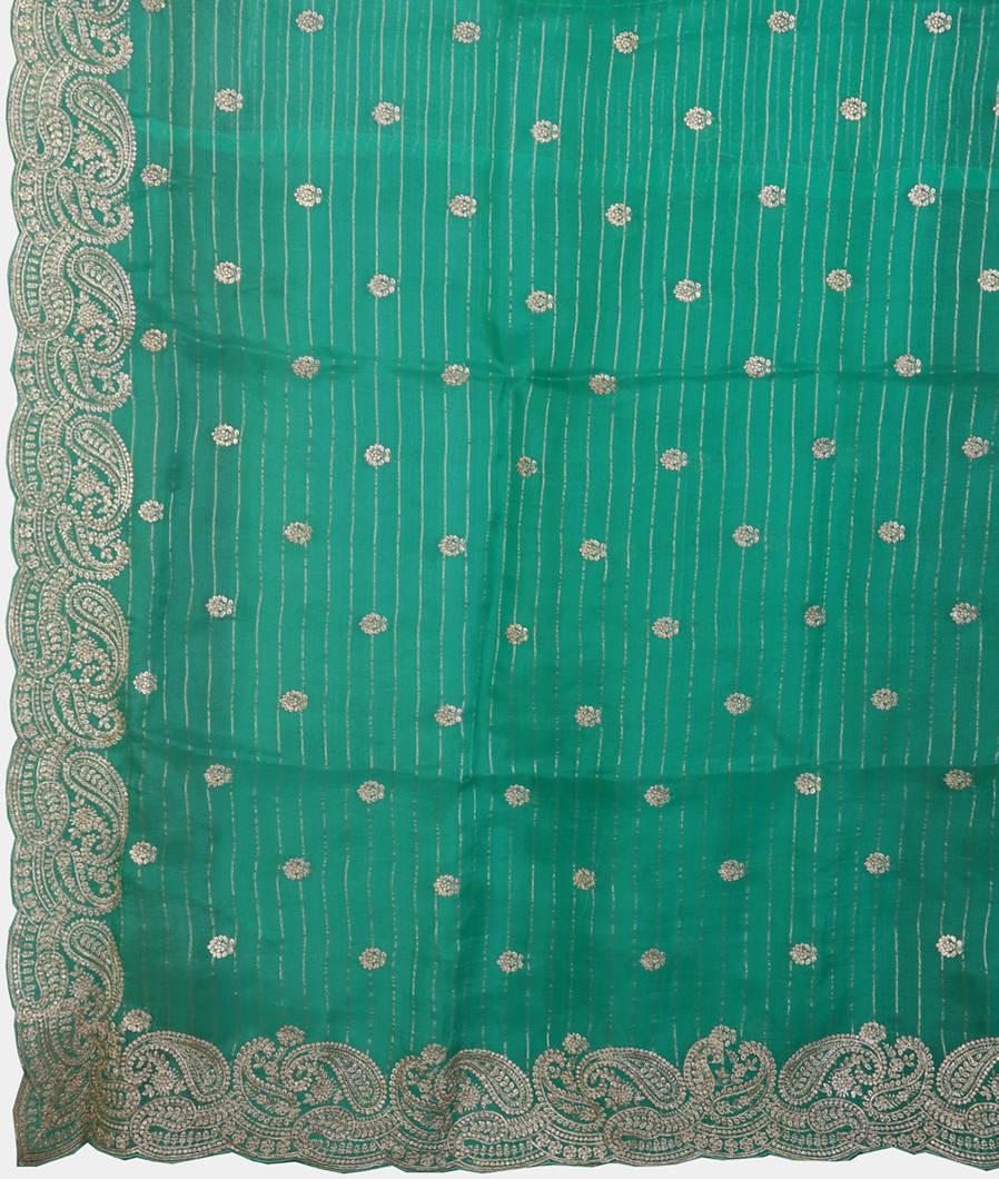 Green Kora Organza Embroidery Saree T4327664