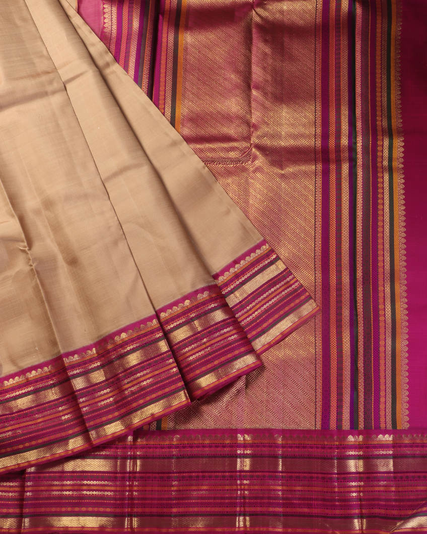 Beige Handwoven Kanjivaram Silk Saree T4362812