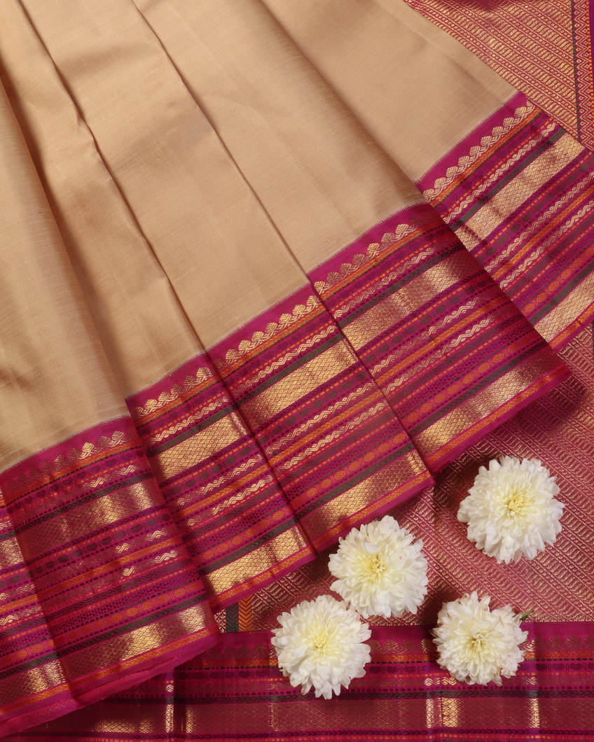 Beige Handwoven Kanjivaram Silk Saree T4362814