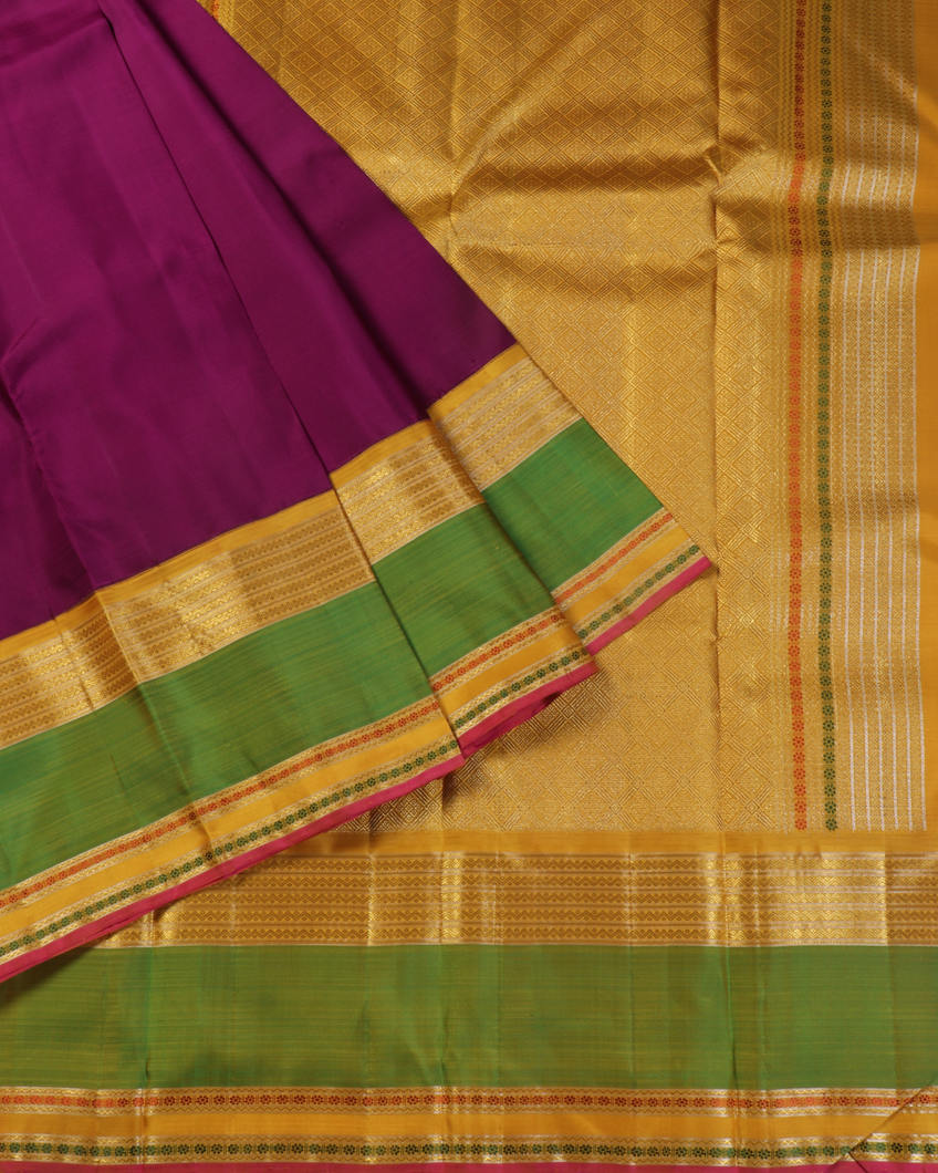 Purple Handwoven Kanjivaram Silk Saree T4362862