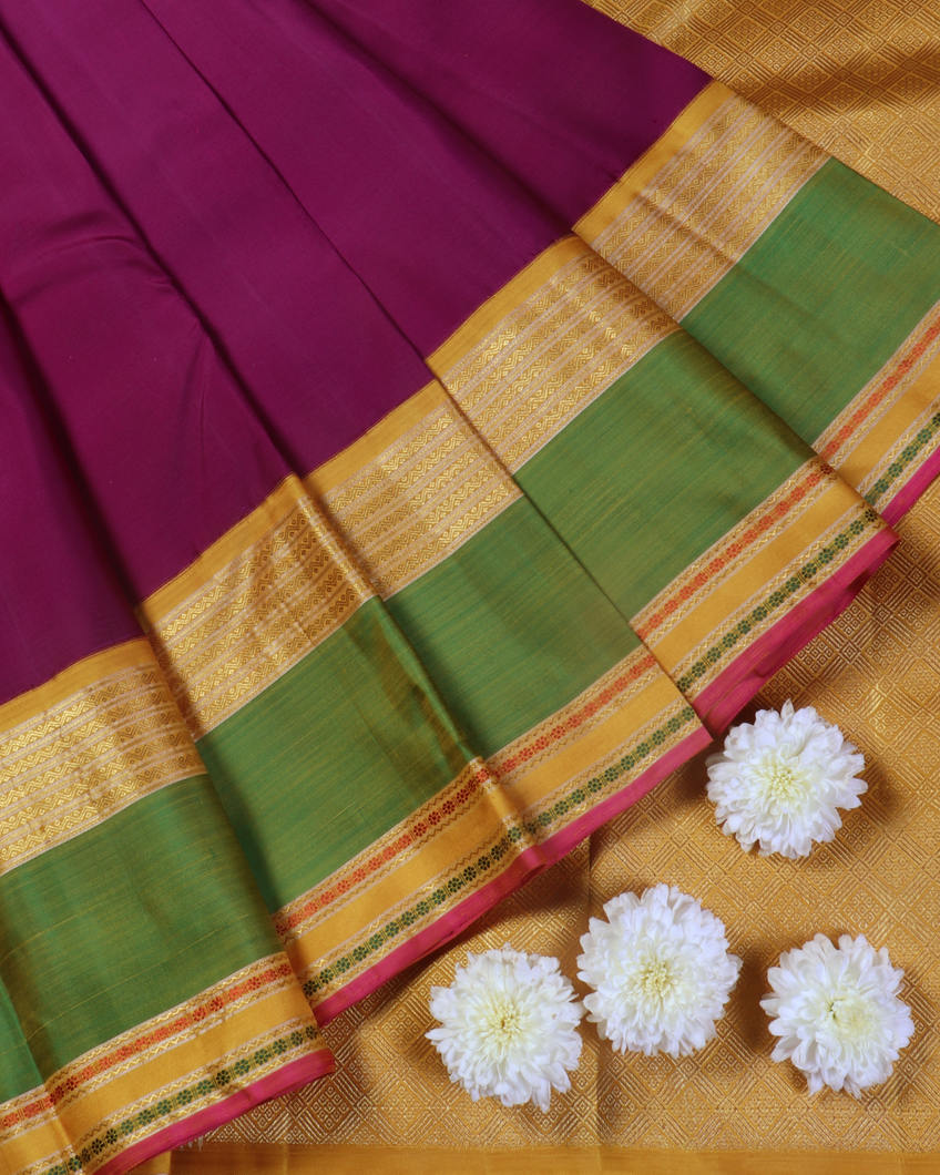 Purple Handwoven Kanjivaram Silk Saree T4362864