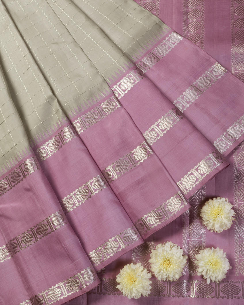Grey Handwoven Kanjivaram Silk Saree T4363894