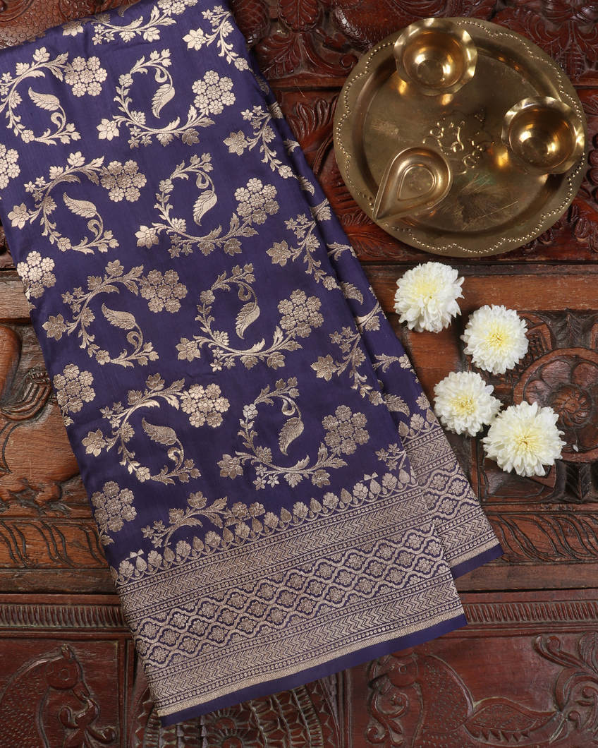 Blue Banaras Silk Saree T427148-image