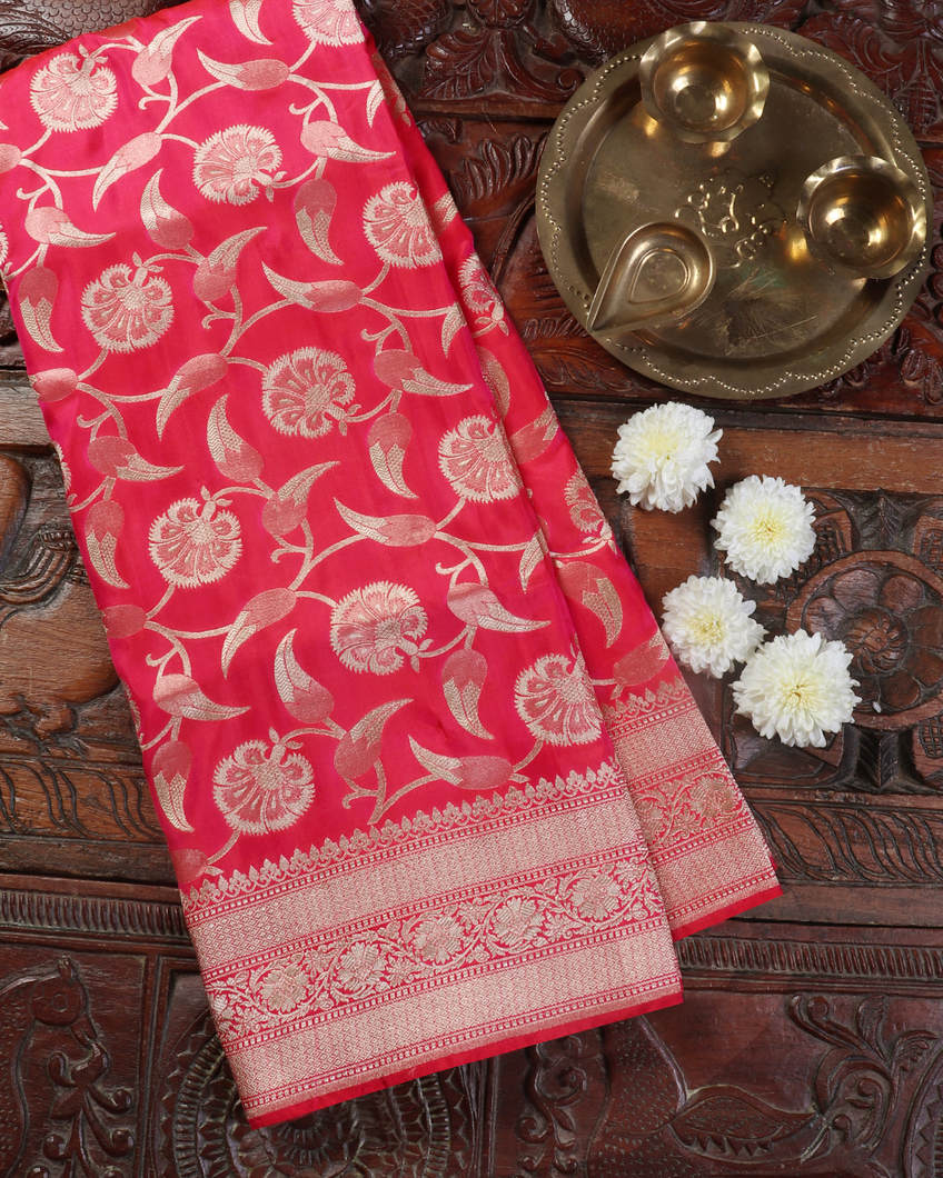 Magenta Banaras Silk Saree T427120-image