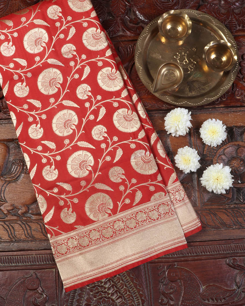 Red Banaras Silk Saree T427122-image