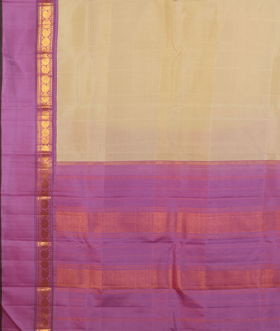 Cream Handwoven Kanjivaram Silk Saree T4375584