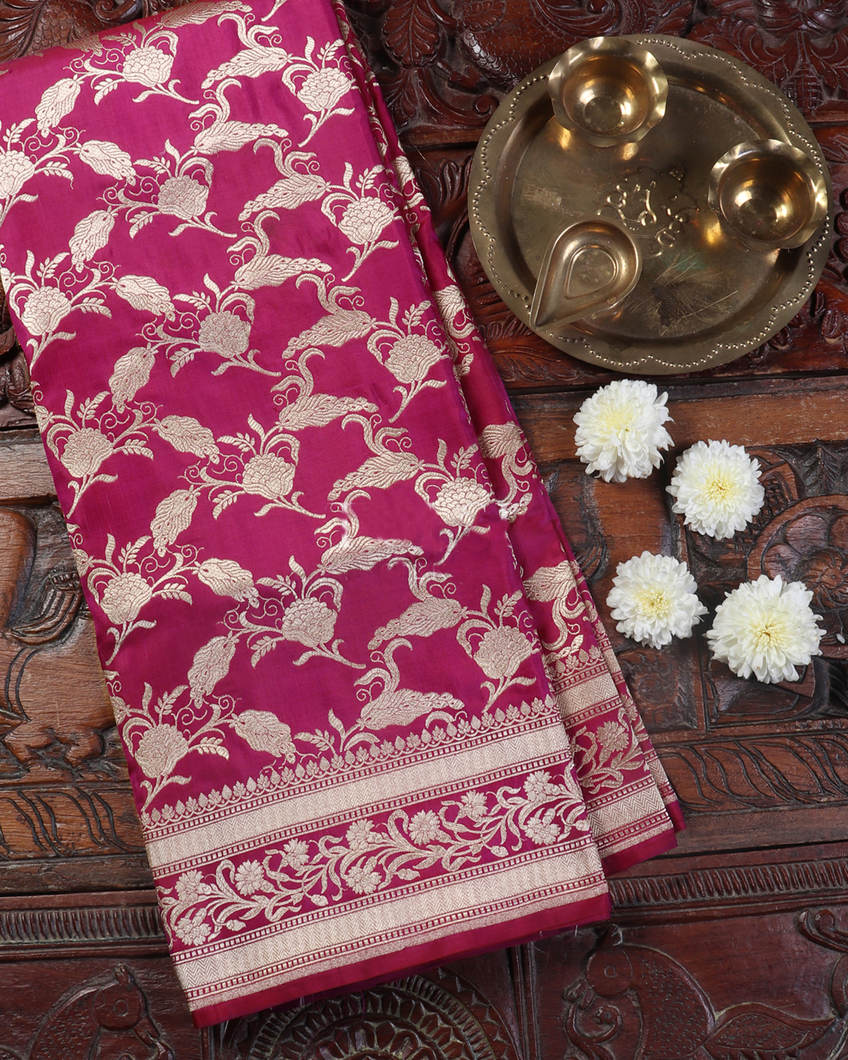 Purple Banaras Silk Saree T427141-image