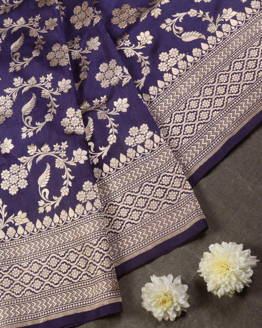 Blue Banaras Silk Saree T4271482