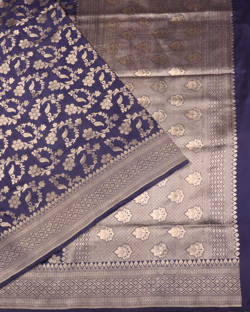 Blue Banaras Silk Saree T4271484