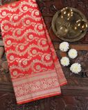 Orangish Pink Banaras Silk Saree T4252211