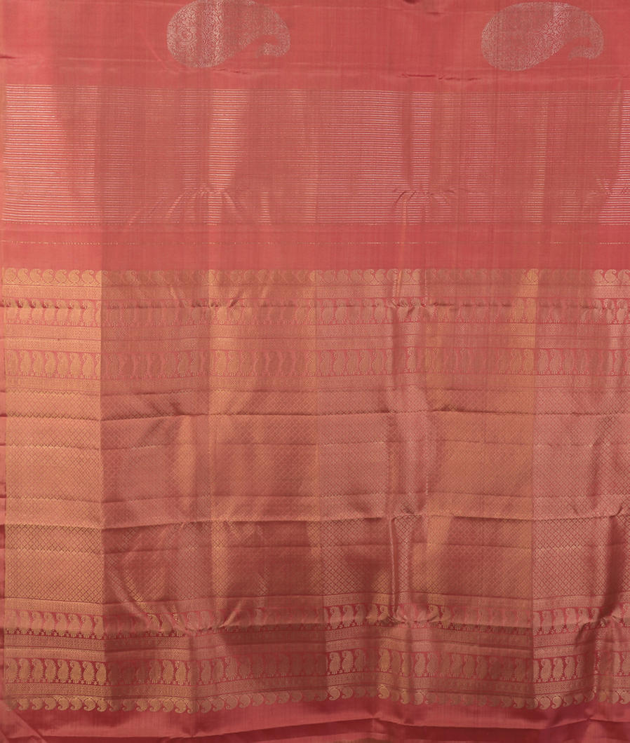Pinkish Orange Handwoven Kanjivaram Silk Saree T4052544