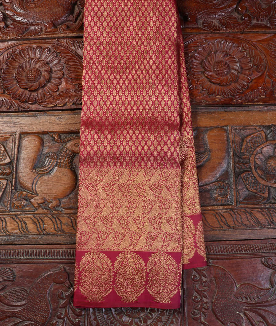 Dark Pink Handwoven Kanjivaram Silk Saree T418142-image