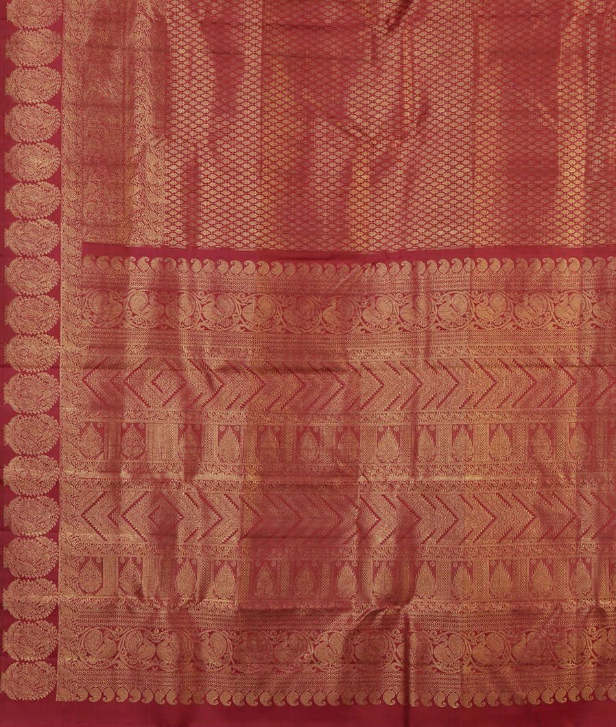 Dark Pink Handwoven Kanjivaram Silk Saree T4181424