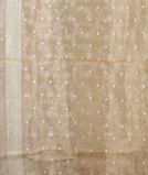 Beige Kora Tissue Organza Embroidery Saree T4036873