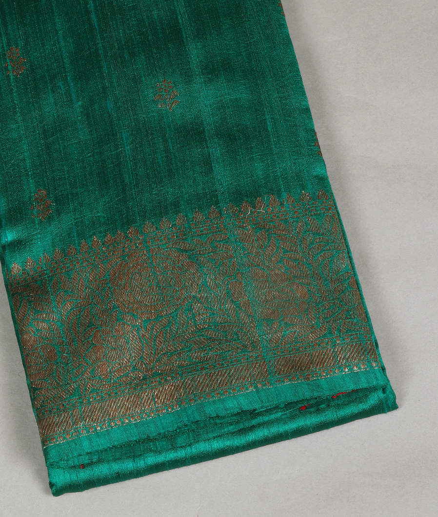 Green Banaras Tussar Saree T424662-image