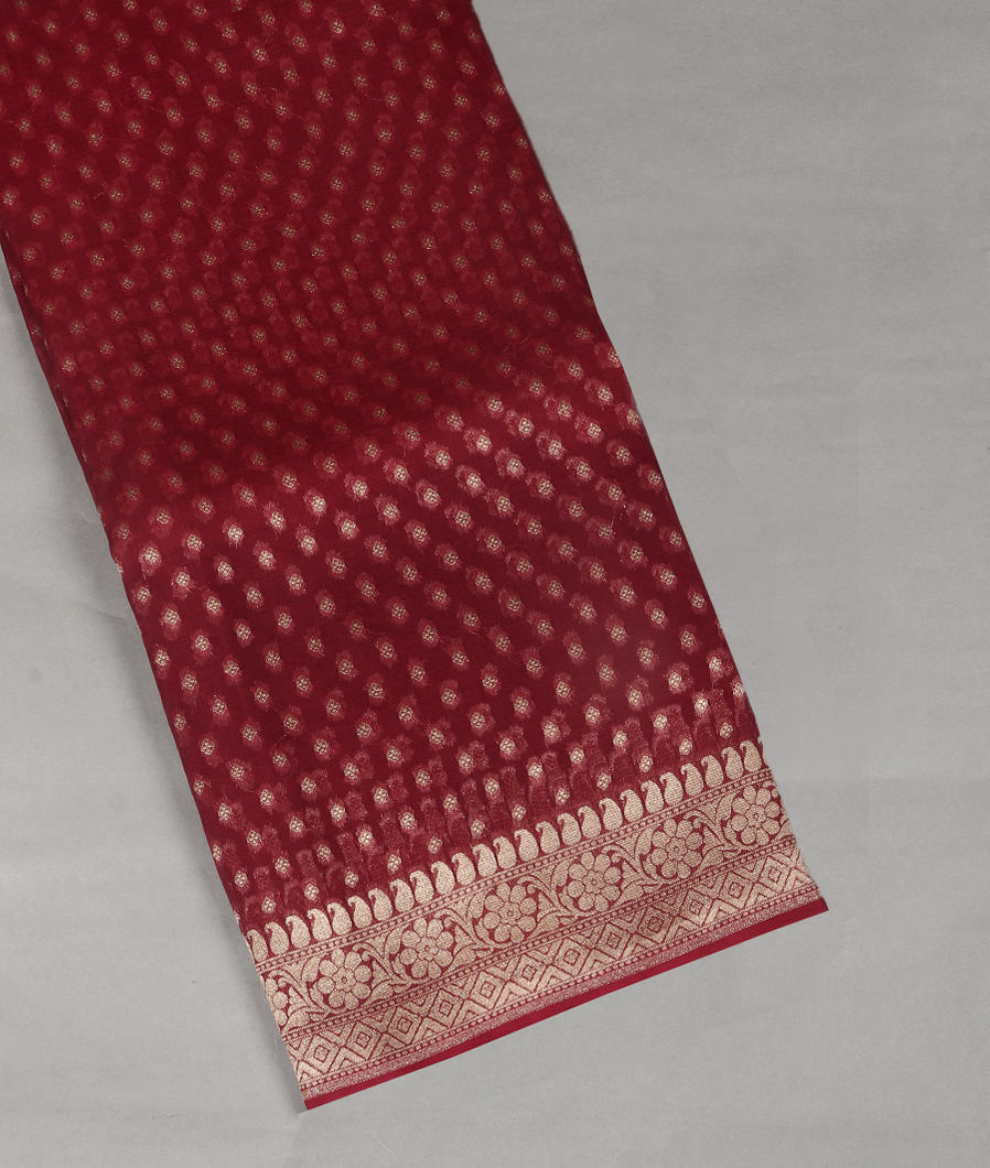 Maroon Banaras Organza Saree T399850-image
