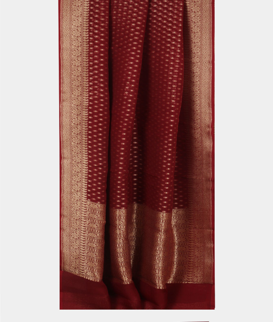 Maroon Banaras Organza Saree T3998502