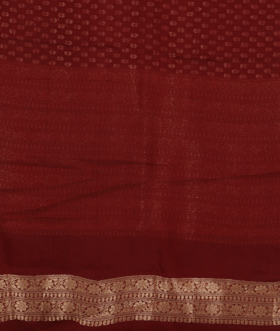 Maroon Banaras Organza Saree T3998503