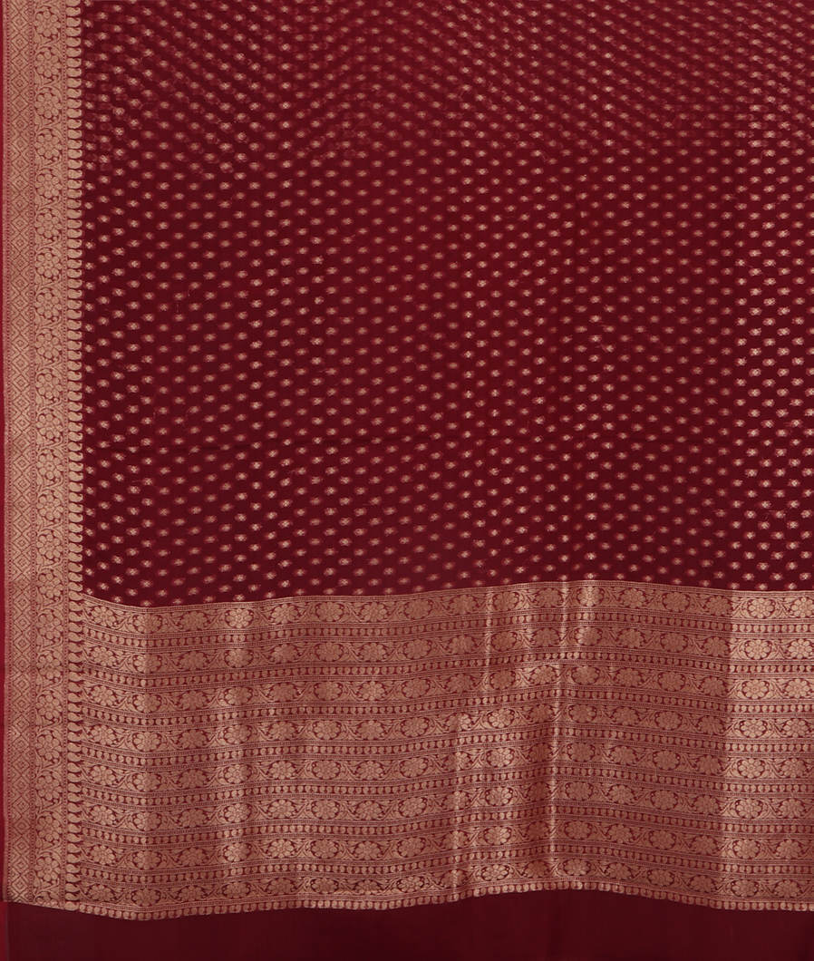 Maroon Banaras Organza Saree T3998504