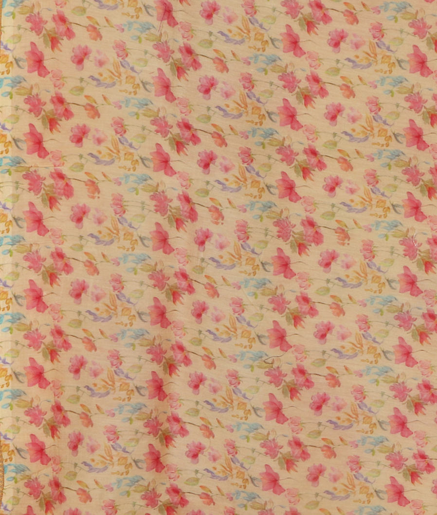 Yellow  Kora Organza Printed Saree T4223973