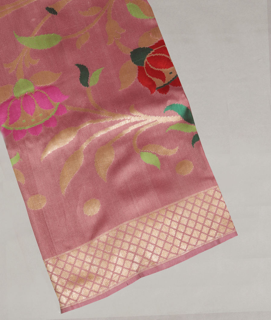 Pink Banaras Tussar Georgette Saree T424321-image