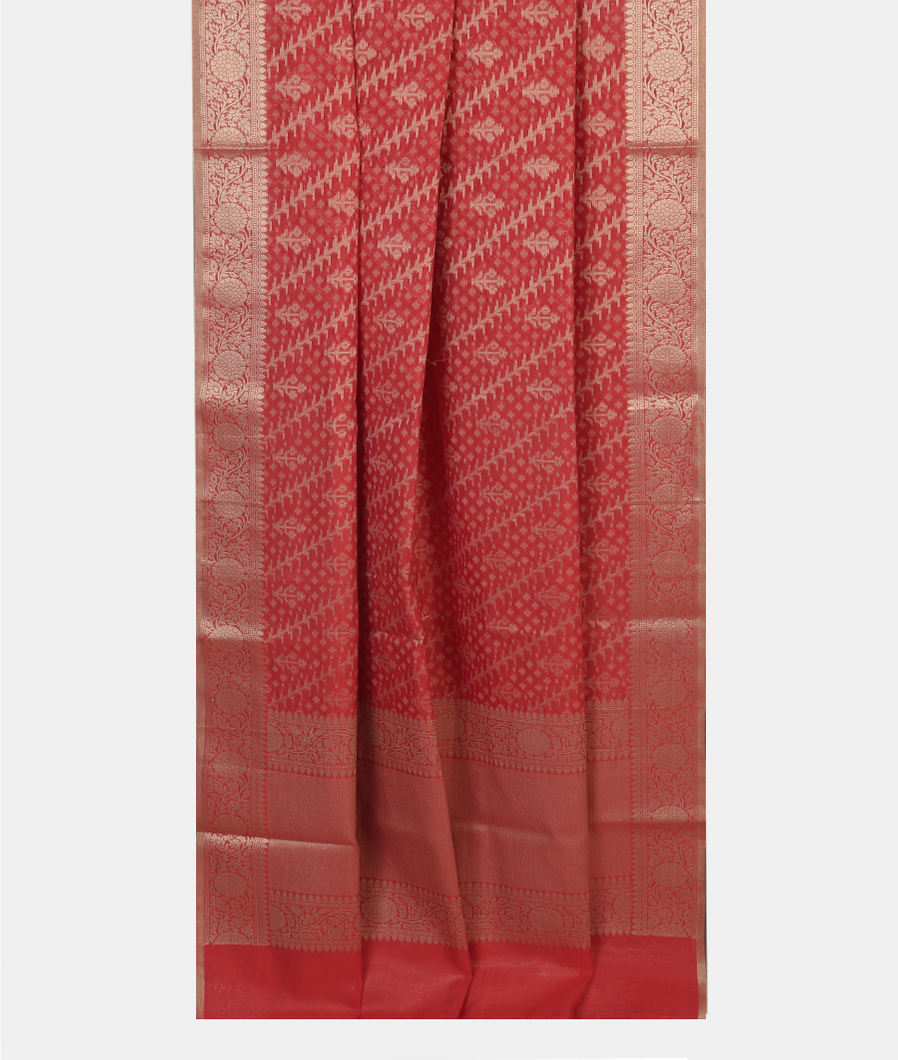 Reddish Pink Banaras Cotton Saree T4415612
