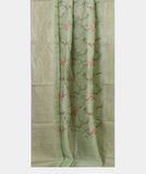 Green Linen Embroidery Saree T4391432