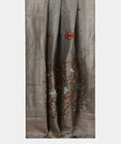 Grey Linen Embroidery Saree T4398682