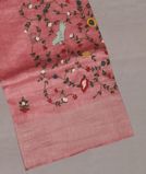 Pink Linen Embroidery Saree T4398721