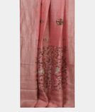 Pink Linen Embroidery Saree T4398722