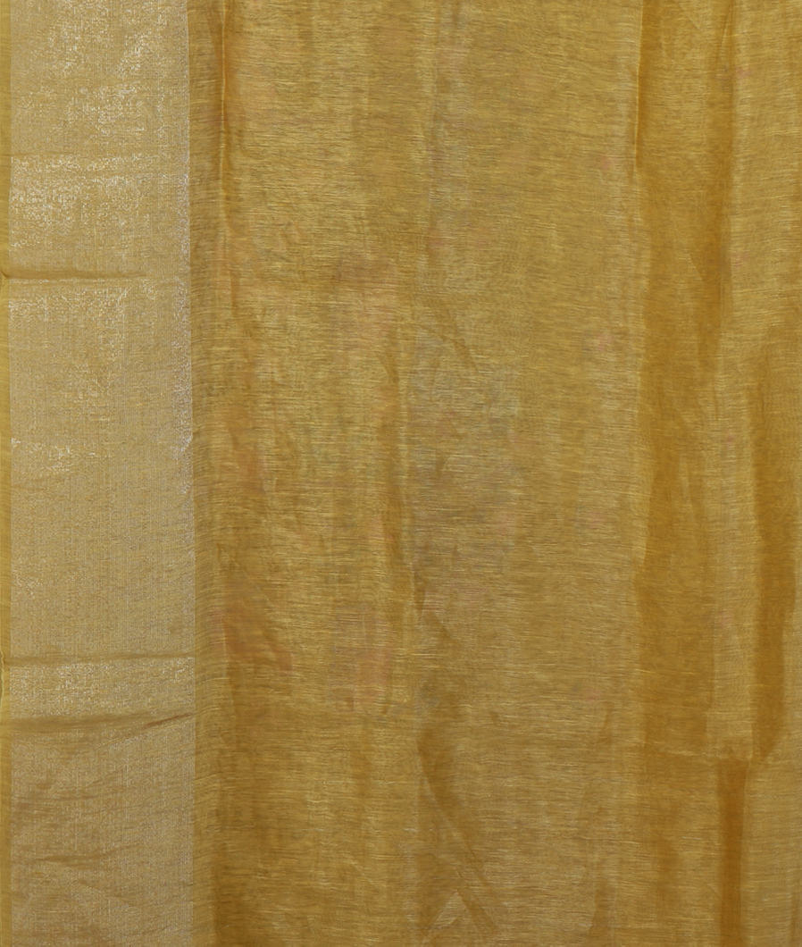 Yellow Linen Embroidery Saree T4391553