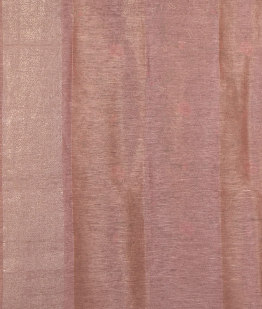 Light Pink Linen Embroidery Saree T4391473