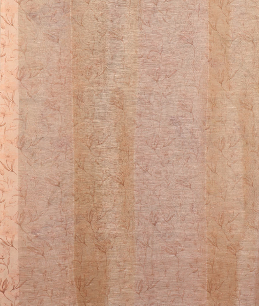 Light Peach Linen Printed Saree T4413073
