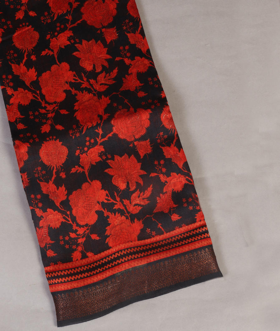 Black Tussar Printed Saree T430286-image