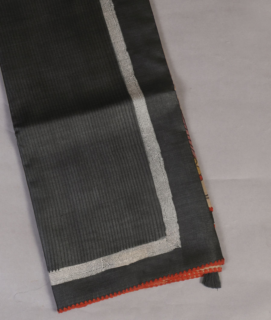 Grey Tussar Printed Saree T443124-image