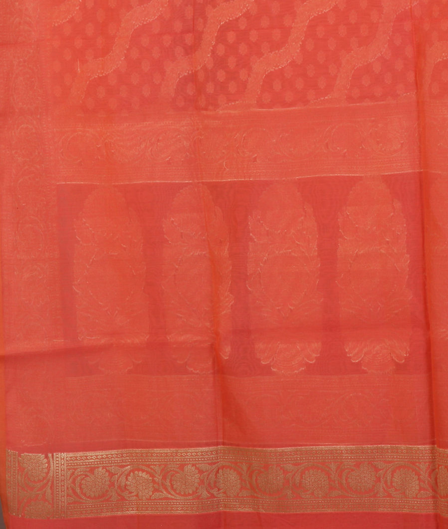 Peach Banaras Cotton Saree T4415943
