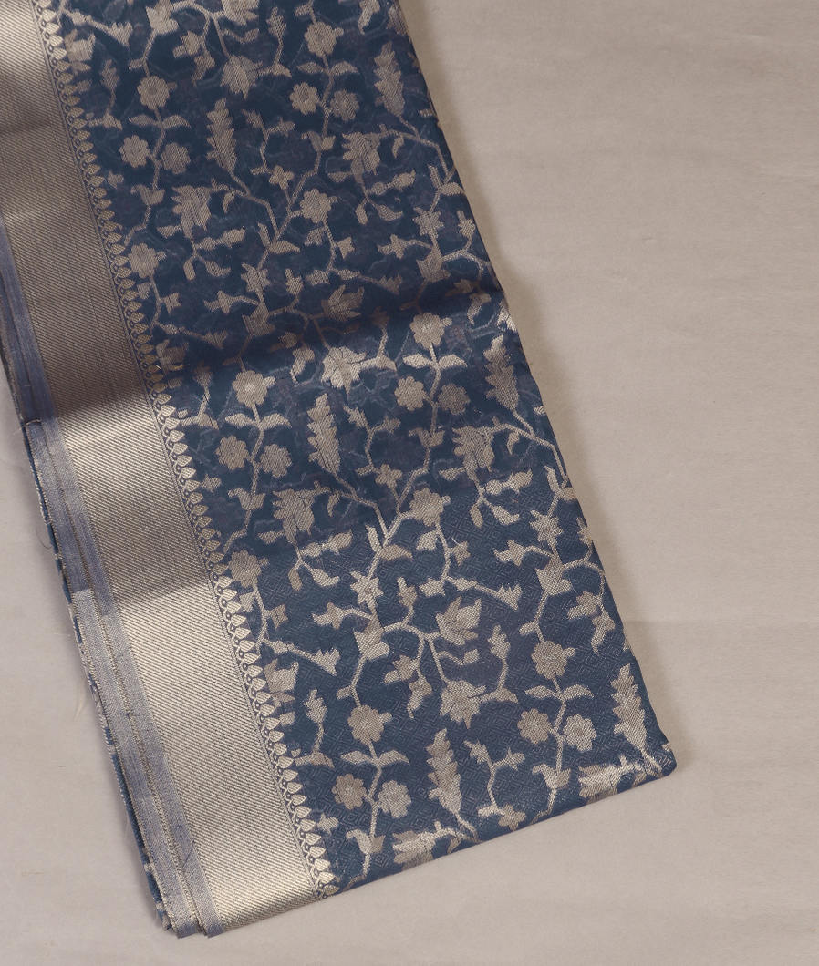 Blue Banaras Cotton Saree T441576-image