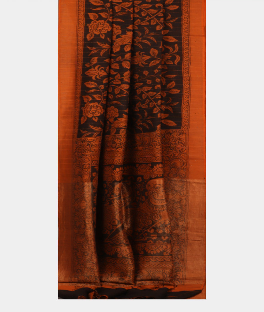 Brown Tussar Handpainted Kalamkari Saree T988882