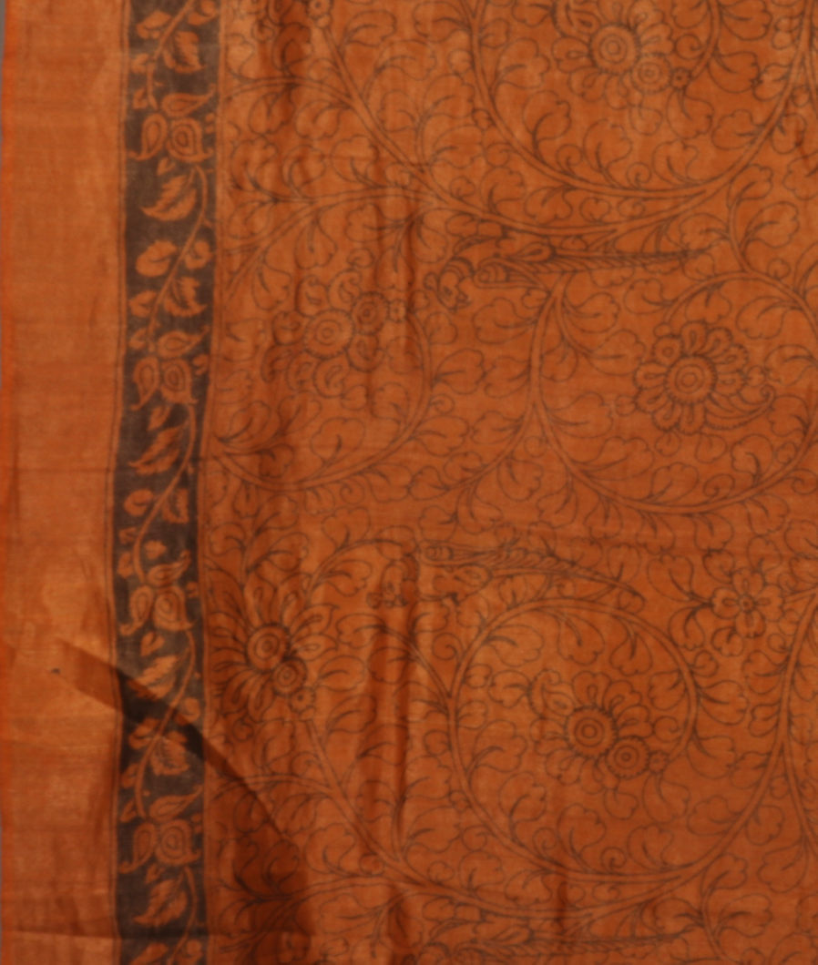Brown Tussar Handpainted Kalamkari Saree T988883