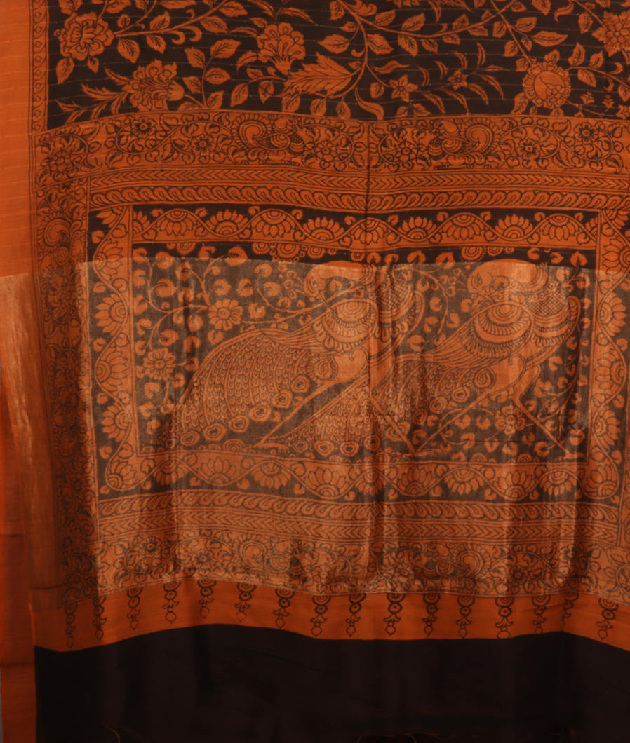 Brown Tussar Handpainted Kalamkari Saree T988884